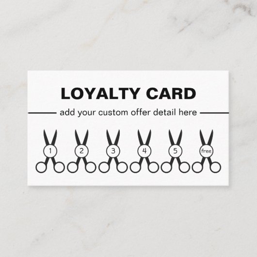 Friseursalon Black and White Loyalty Card Treuekarte (Vorderseite)