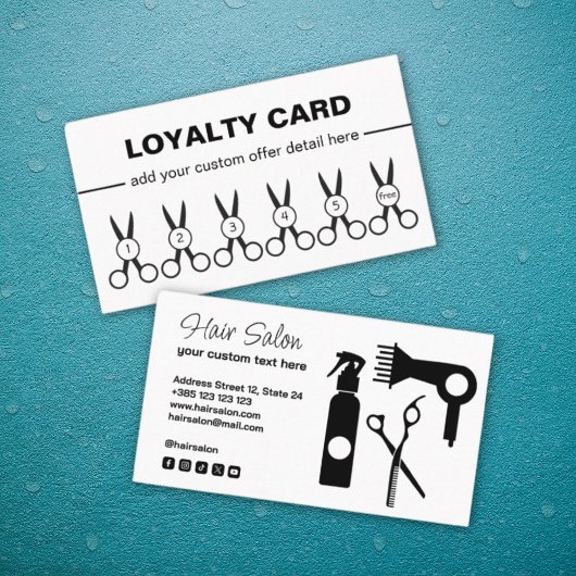 Friseursalon Black and White Loyalty Card Treuekarte