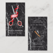 Friseursalon | Black Marble Business Card Visitenkarte (Vorne/Hinten)