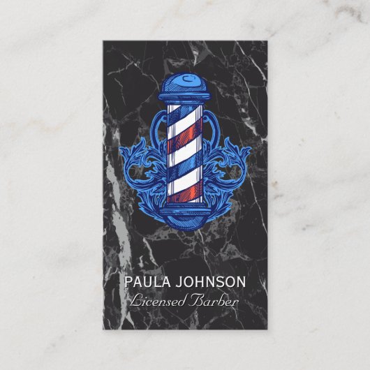 Friseursalon | Black Marble Business Card Visitenkarte (Vorderseite)