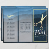 Friseursalon Blue Gold Scissors Tri-Fold (Vorne/Hinten)