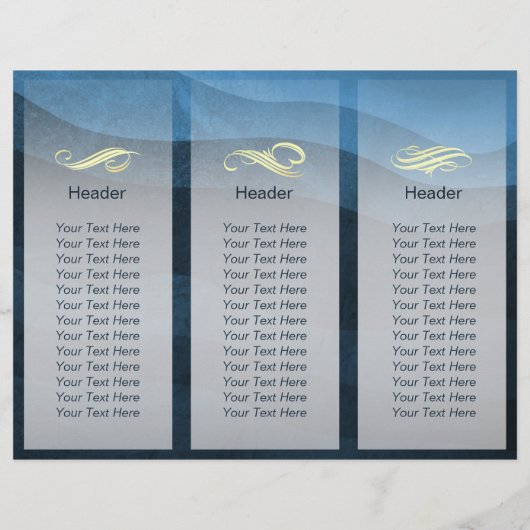 Friseursalon Blue Gold Scissors Tri-Fold (Rückseite)