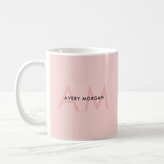 Friseursalon Blush Pink Monogram Kaffeetasse (Links)