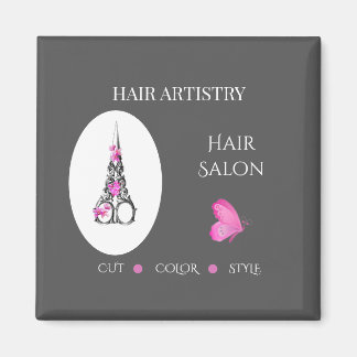 Friseursalon-Boutique-Geschäfts-Branding-Schere Magnet