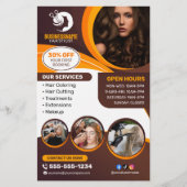 Friseursalon Brown Orange Makeup Flyer (Vorne)