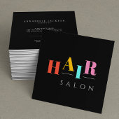 Friseursalon bunte Typografie Moderne Friseurin Quadratische Visitenkarte