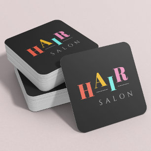 Friseursalon bunte Typografie Moderne Friseurin Quadratische Visitenkarte