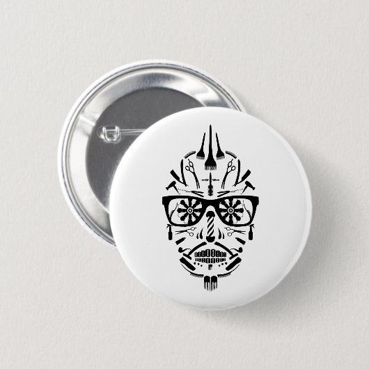 Friseursalon calavera button (Vorne & Hinten)