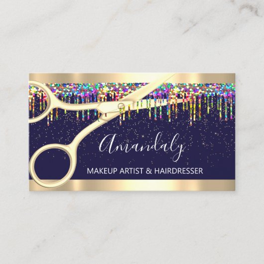 Friseursalon Coiffeur Regenbogenschere Visitenkarte (Vorderseite)