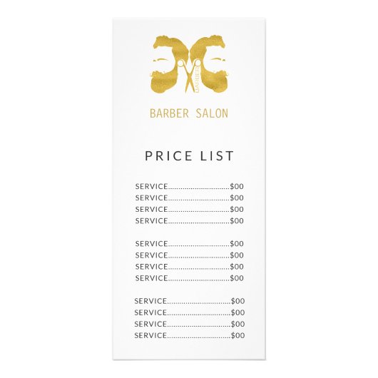 Friseursalon - einfache Goldpreisliste Werbekarte (Vorne)
