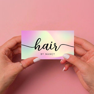 Friseursalon Elegante Schrift-Typografie Holografi Visitenkarte