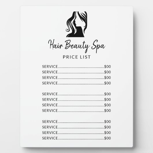 Friseursalon elegante schwarz-weiß Speisekarte Pre Fotoplatte (Vorderseite)