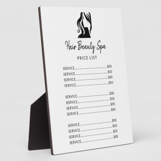 Friseursalon elegante schwarz-weiß Speisekarte Pre Fotoplatte (Seite)