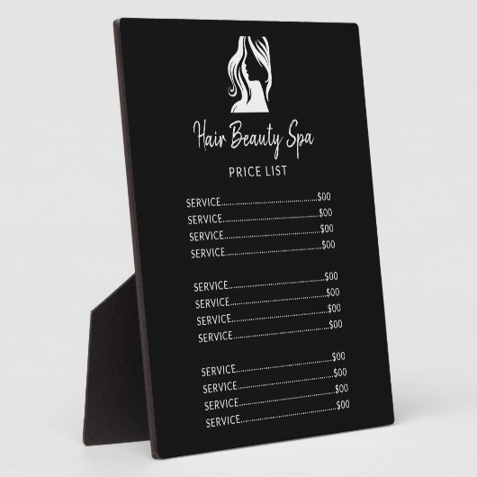 Friseursalon elegante schwarz-weiße Speisekarte Pr Fotoplatte (Seite)