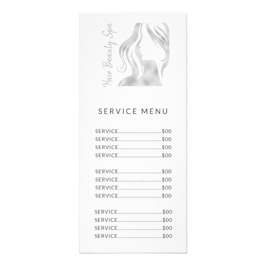 Friseursalon elegantes Logo silberweiß Service Men Werbekarte (Hinten)