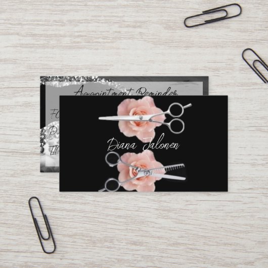 Friseursalon Erinnerung Schwarzer Marmor Visitenkarte (Vorderseite/Rückseite Beispiel)