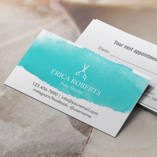 Friseursalon Fairstylist - Ernennung Wasserfarbe Terminkarte