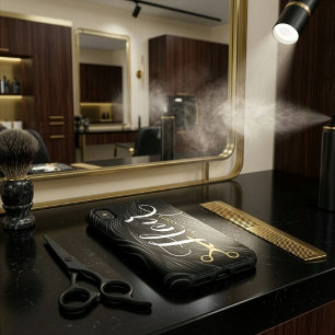 Friseursalon Fairstylist Moderne Black Gold Schere Case-Mate iPhone Hülle