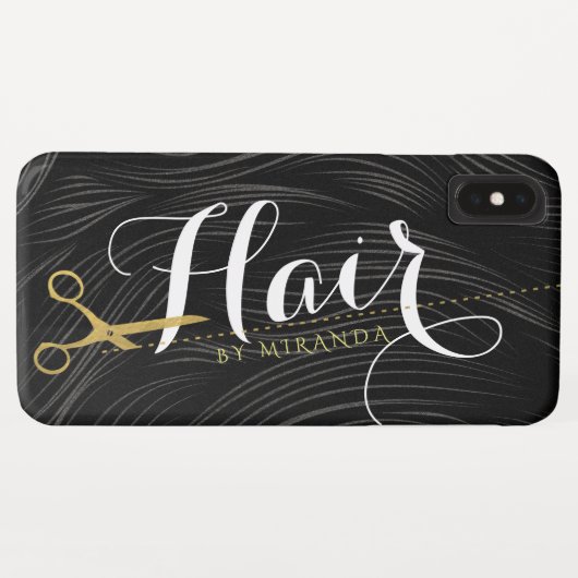 Friseursalon Fairstylist Moderne Black Gold Schere Case-Mate iPhone Hülle (Rückseite (Horizontal))