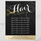 Friseursalon Fairstylist Moderne Black Gold Schere Flyer (Vorne)