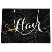 Friseursalon Fairstylist Moderne Black Gold Schere Große Geschenktüte (Vorderseite)