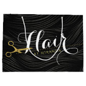 Friseursalon Fairstylist Moderne Black Gold Schere Große Geschenktüte (Rückseite)