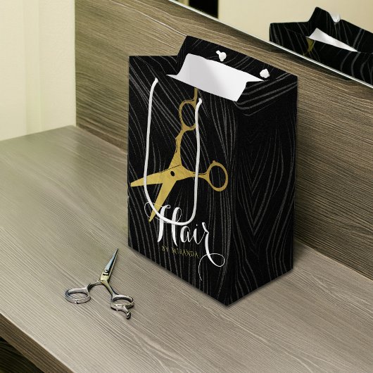 Friseursalon Fairstylist Moderne Black Gold Schere Mittlere Geschenktüte