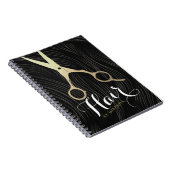 Friseursalon Fairstylist Moderne Black Gold Schere Notizblock (Rechte Seite)