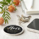 Friseursalon Fairstylist Moderne Black Gold Schere Schlüsselanhänger (Seite)