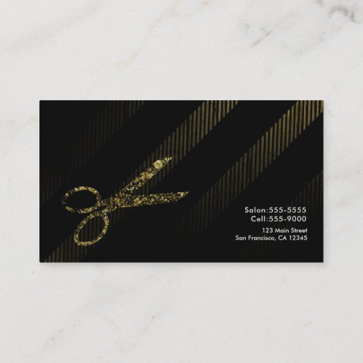 Friseursalon Fairstylor Scheren Gold & Black Visitenkarte (Rückseite)