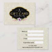 Friseursalon Floral Elfenbein Glitzer Geschenkguts Rabattkarte (Vorne/Hinten)