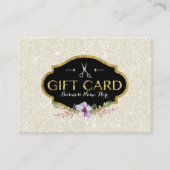 Friseursalon Floral Elfenbein Glitzer Geschenkguts Rabattkarte (Vorderseite)