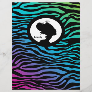 Friseursalon Flyer Haar Zebra Krone Blau Grün Pin