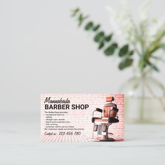 Friseursalon Foto pink Visitenkarte (Stehend Vorderseite)