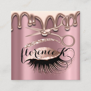 Friseursalon Friseur Brows Eyelash Tropfen Schere Quadratische Visitenkarte