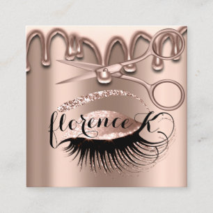 Friseursalon Friseur Brows Eyelash Tropfen Schere Quadratische Visitenkarte