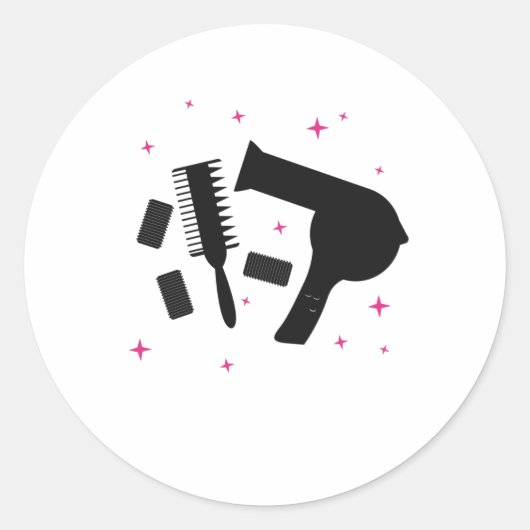Friseursalon Friseur Logo Haartrockner Runder Aufkleber (Vorderseite)