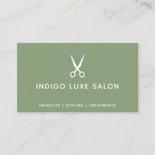Friseursalon Friseur Moderne Schere Salbei Grün Visitenkarte