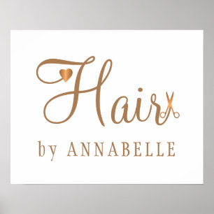 Friseursalon-Friseurname Kupfergold Glitzer Poster