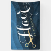 Friseursalon Friseursalon Moderne Blue & Gold Sche Banner (Vertikal)