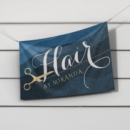 Friseursalon Friseursalon Moderne Blue & Gold Sche Banner