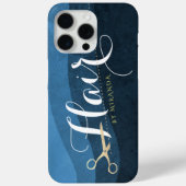 Friseursalon Friseursalon Moderne Blue & Gold Sche Case-Mate iPhone Hülle (Rückseite)