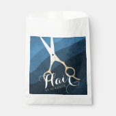 Friseursalon Friseursalon Moderne Blue & Gold Sche Geschenktütchen (Vorderseite)