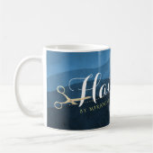 Friseursalon Friseursalon Moderne Blue & Gold Sche Kaffeetasse (Links)