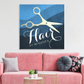 Friseursalon Friseursalon Moderne Blue & Gold Sche Leinwanddruck (Insitu (Wohnzimmer))