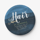 Friseursalon Friseursalon Moderne Blue & Gold Sche Pappteller (Vorderseite)