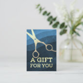 Friseursalon Friseursalon Moderne Blue & Gold Sche Rabattkarte (Stehend Vorderseite)