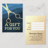 Friseursalon Friseursalon Moderne Blue & Gold Sche Rabattkarte (Vorne/Hinten)