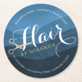 Friseursalon Friseursalon Moderne Blue & Gold Sche Runder Pappuntersetzer (Vorderseite)