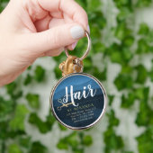 Friseursalon Friseursalon Moderne Blue & Gold Sche Schlüsselanhänger (Hand)